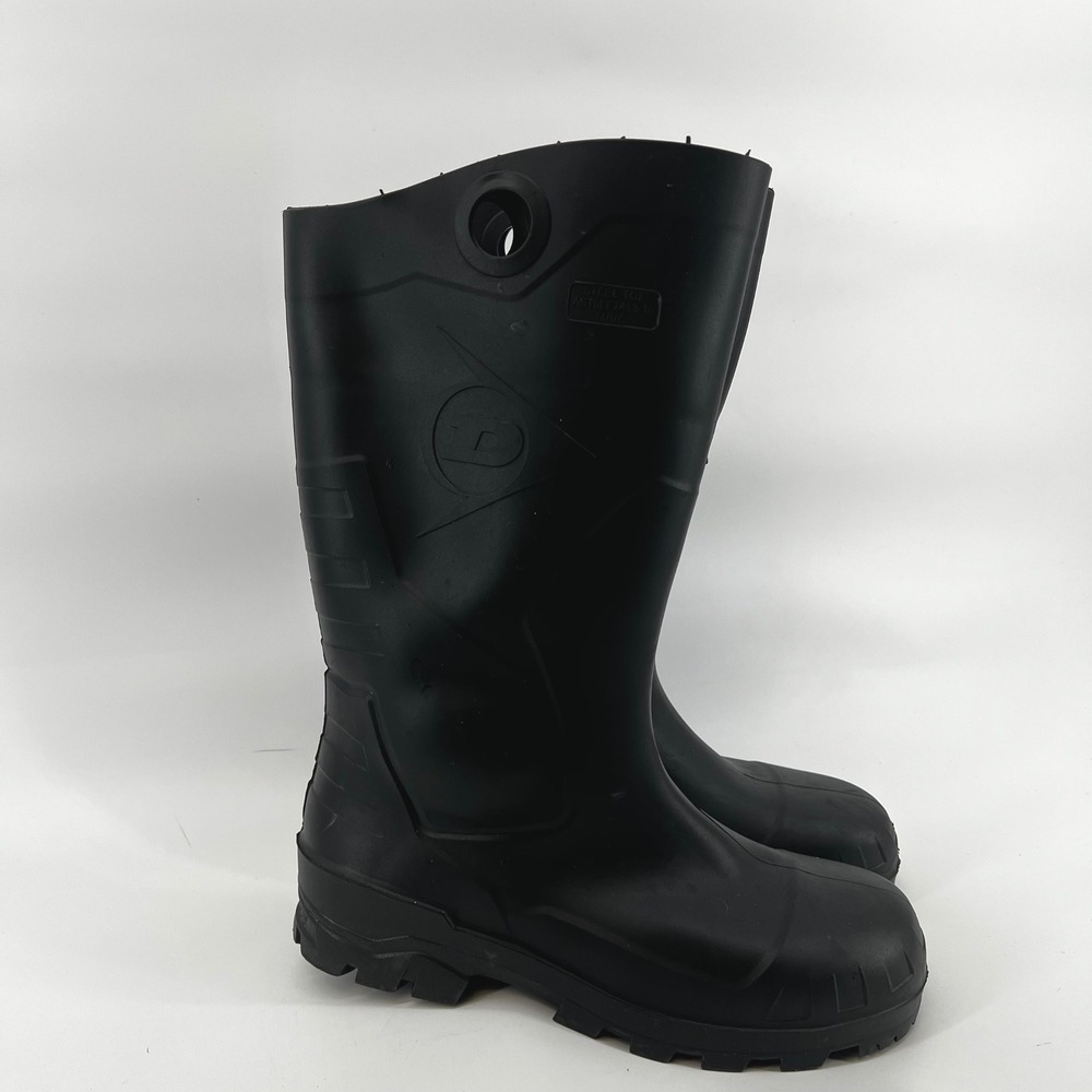 Dunlop Mens Black Rubber Steel Toe Work Boots ASTM F2413-18 Size 10 Made in USA